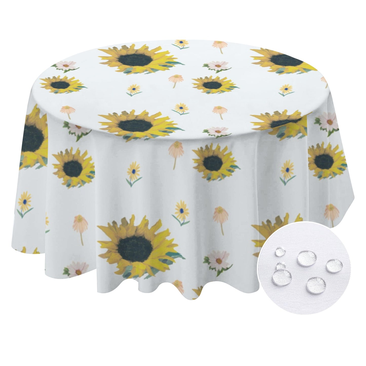 Designer 70" Round Tablecloths Sunflower and Farmstand