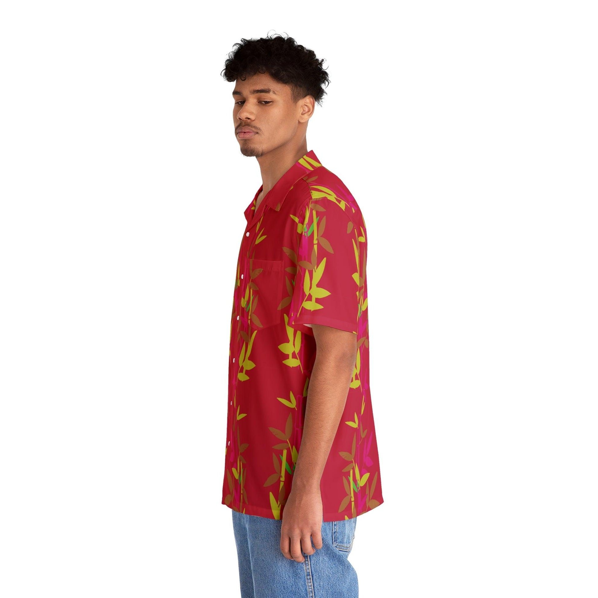Miniaday Designs Red Bamboo Men's Hawaiian Shirt - Miniaday Designs, LLC.