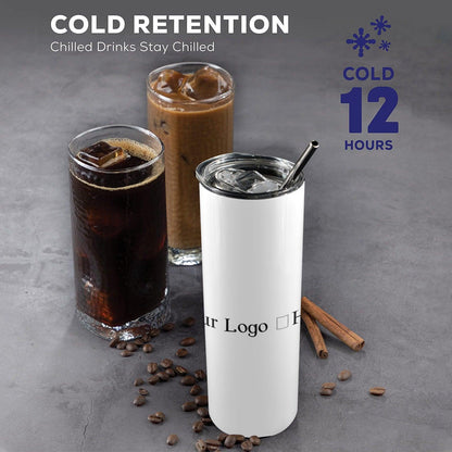 Miniaday Designs r Your Logo Here 20oz Tall Skinny Tumbler with Lid and Straw Private Brand - Miniaday Designs, LLC.