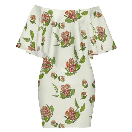 Women's Off-shoulder Shawl Dress (MXLD017) Hydrangea - Miniaday Designs, LLC.