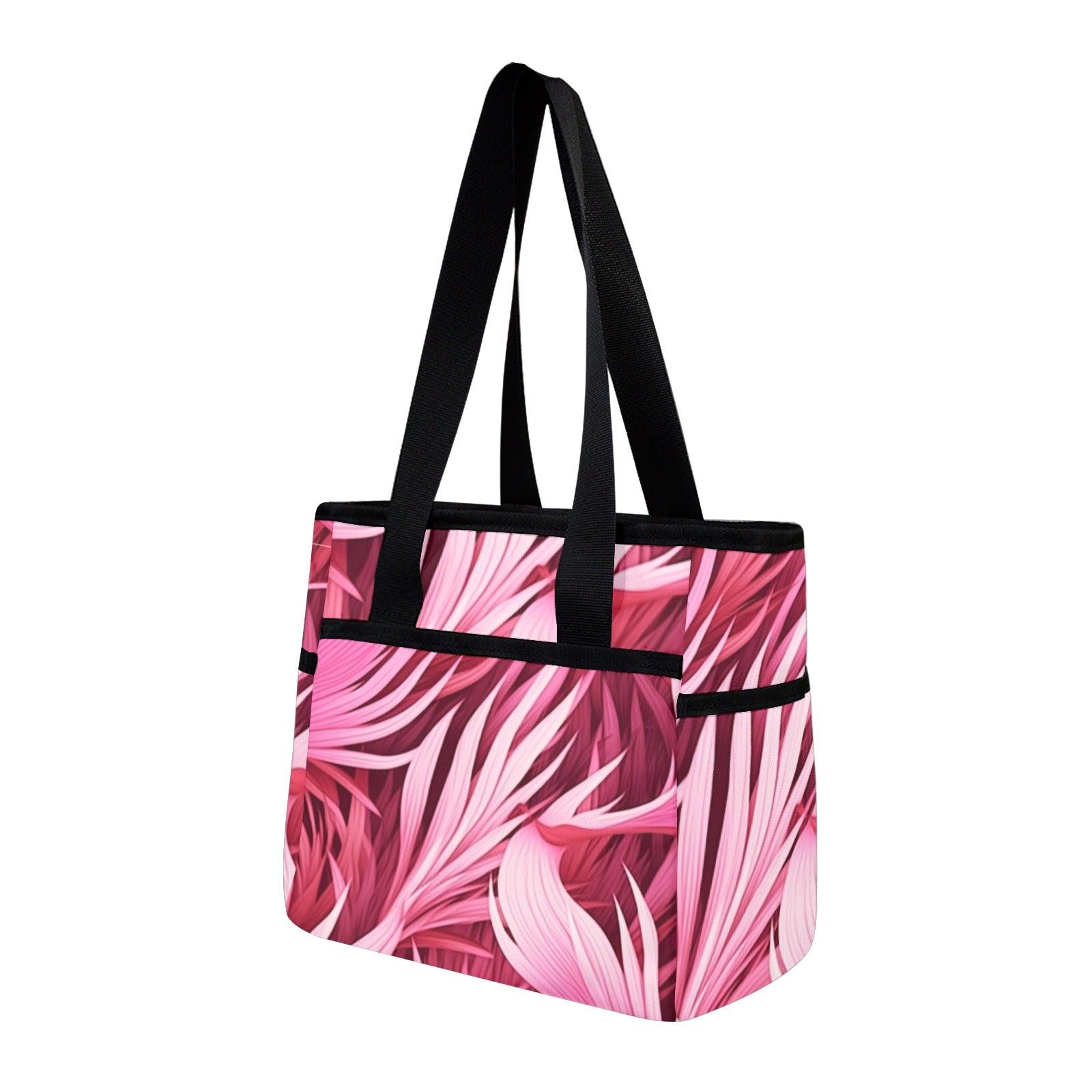 Swirling Pink Hibiscus Canvas Handbag Large Capacity Tote(Model 1738) - Miniaday Designs, LLC.
