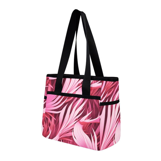 Swirling Pink Hibiscus Canvas Handbag Large Capacity Tote(Model 1738) - Miniaday Designs, LLC.