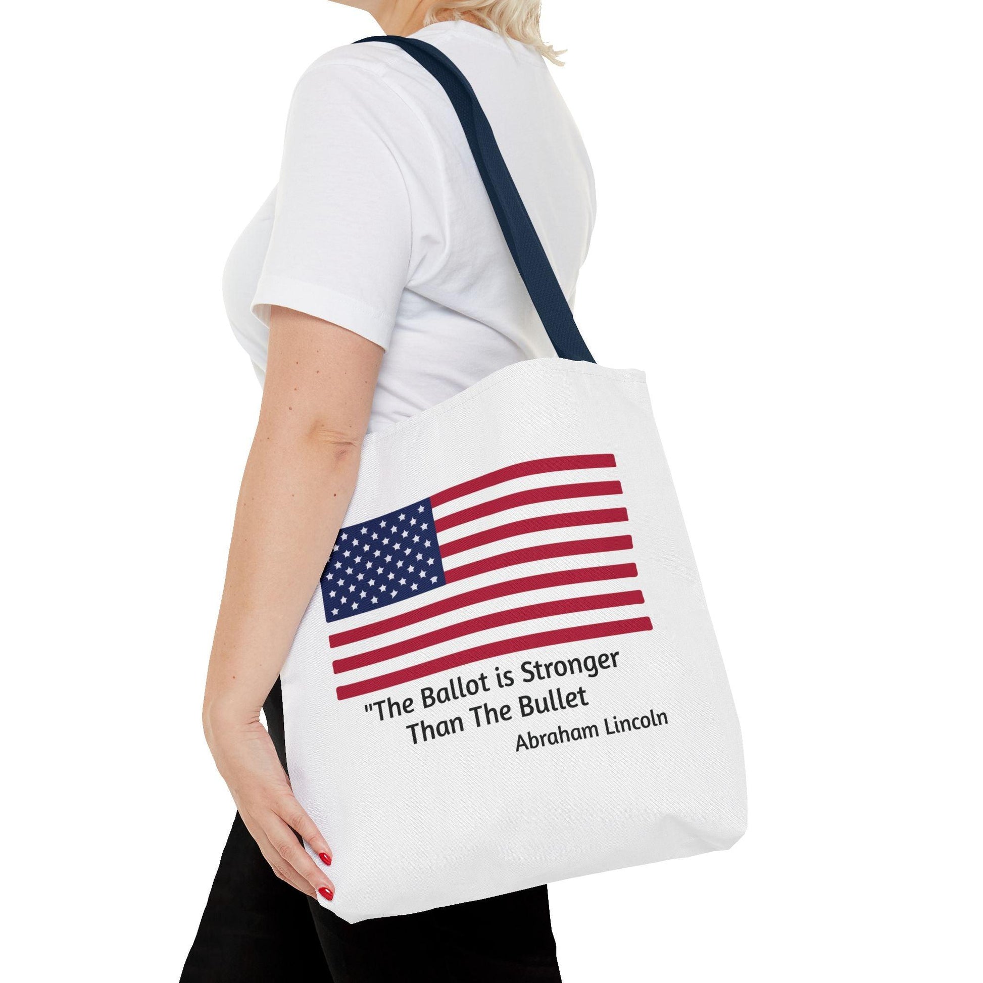 The Ballot is Stronger Than The Bullet Tote Bag (AOP) - Miniaday Designs, LLC.