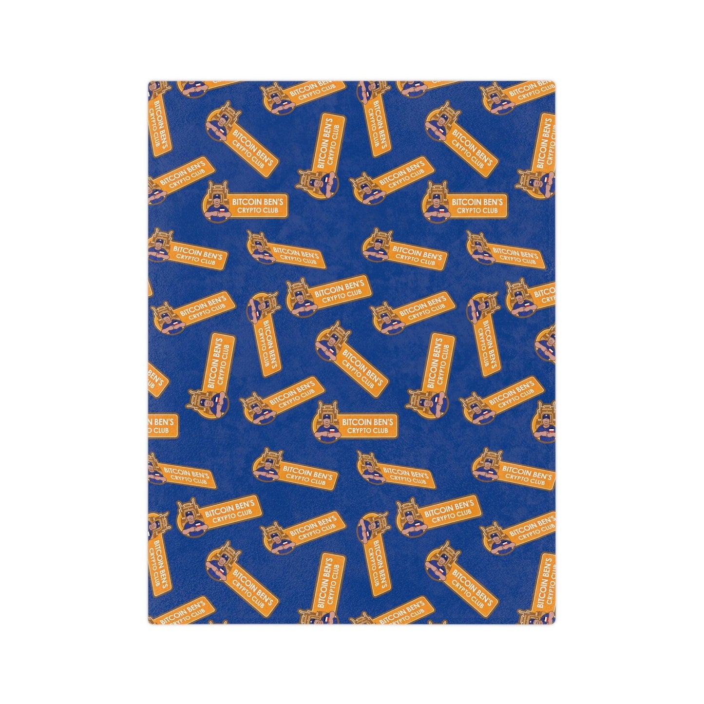 Miniaday Designs Bitcoin Ben Crypto Club Logo Velveteen Minky Blanket Blue - Miniaday Designs, LLC.