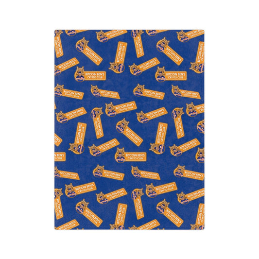 Miniaday Designs Bitcoin Ben Crypto Club Logo Velveteen Minky Blanket Blue - Miniaday Designs, LLC.