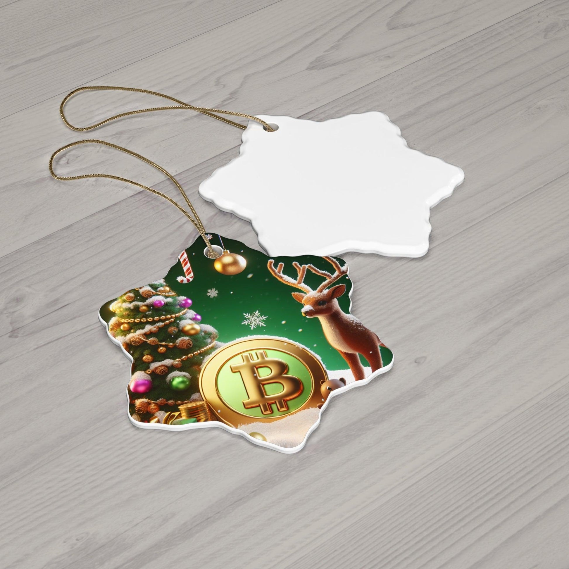 Reindeer, Bitcoin Christmas Ceramic Ornament, 4 Shapes - Miniaday Designs, LLC.