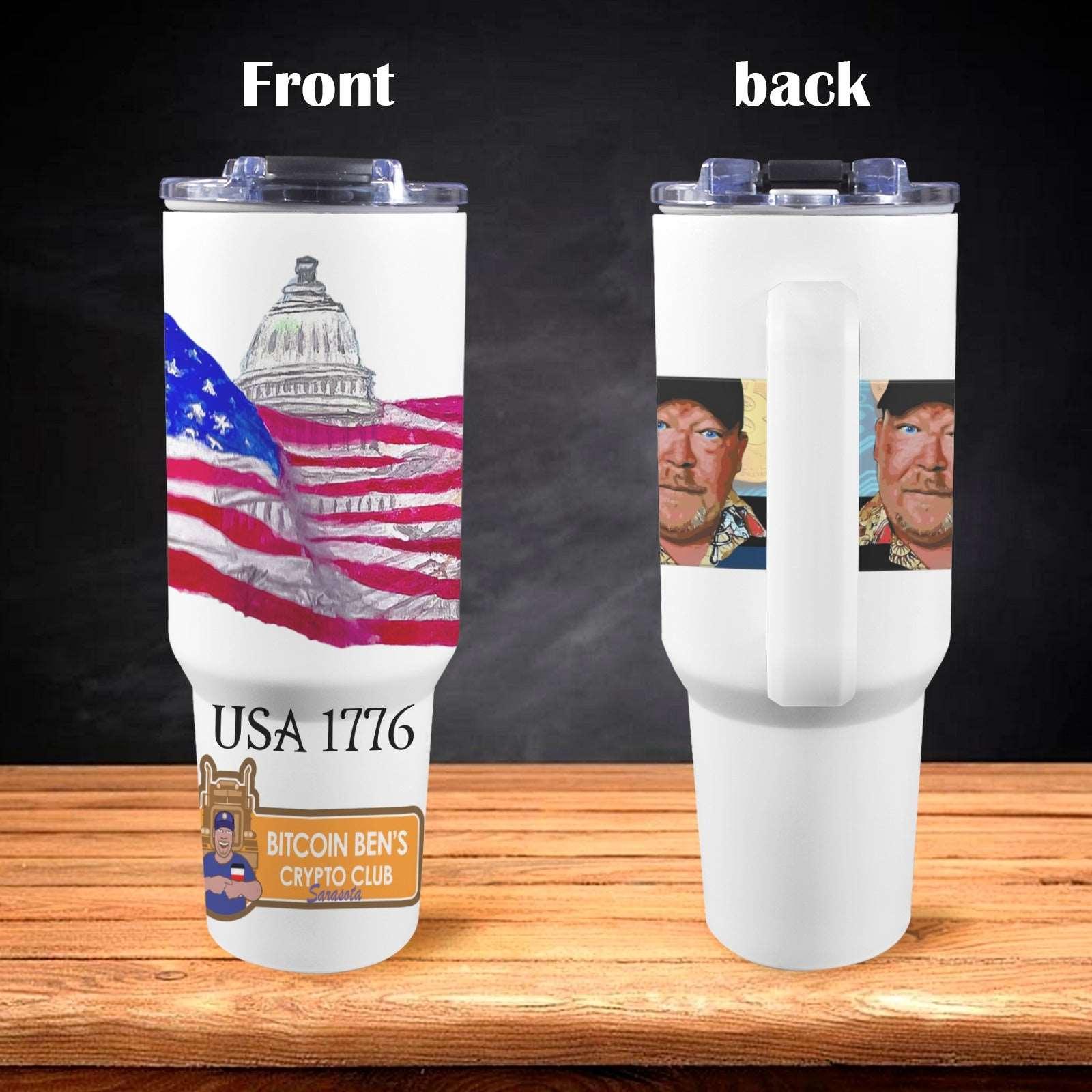 Bitcoin Ben 1776 Sarasota Capitol and Flag 40 oz Tumbler with Handle 40oz Tumbler with Handle - Miniaday Designs, LLC.