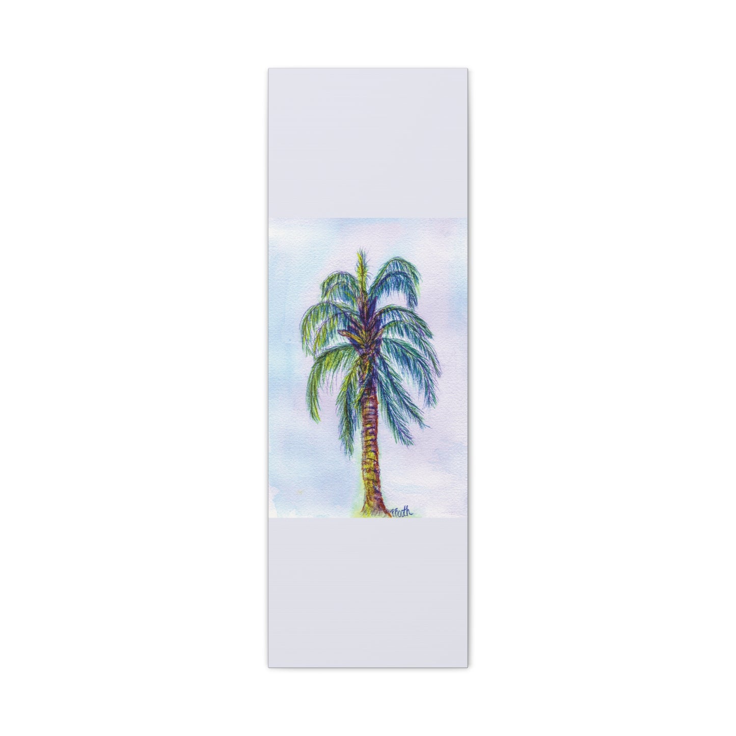 Hand Painted Watercolor Queen Palm Signed Matte Canvas, Stretched, 1.25"