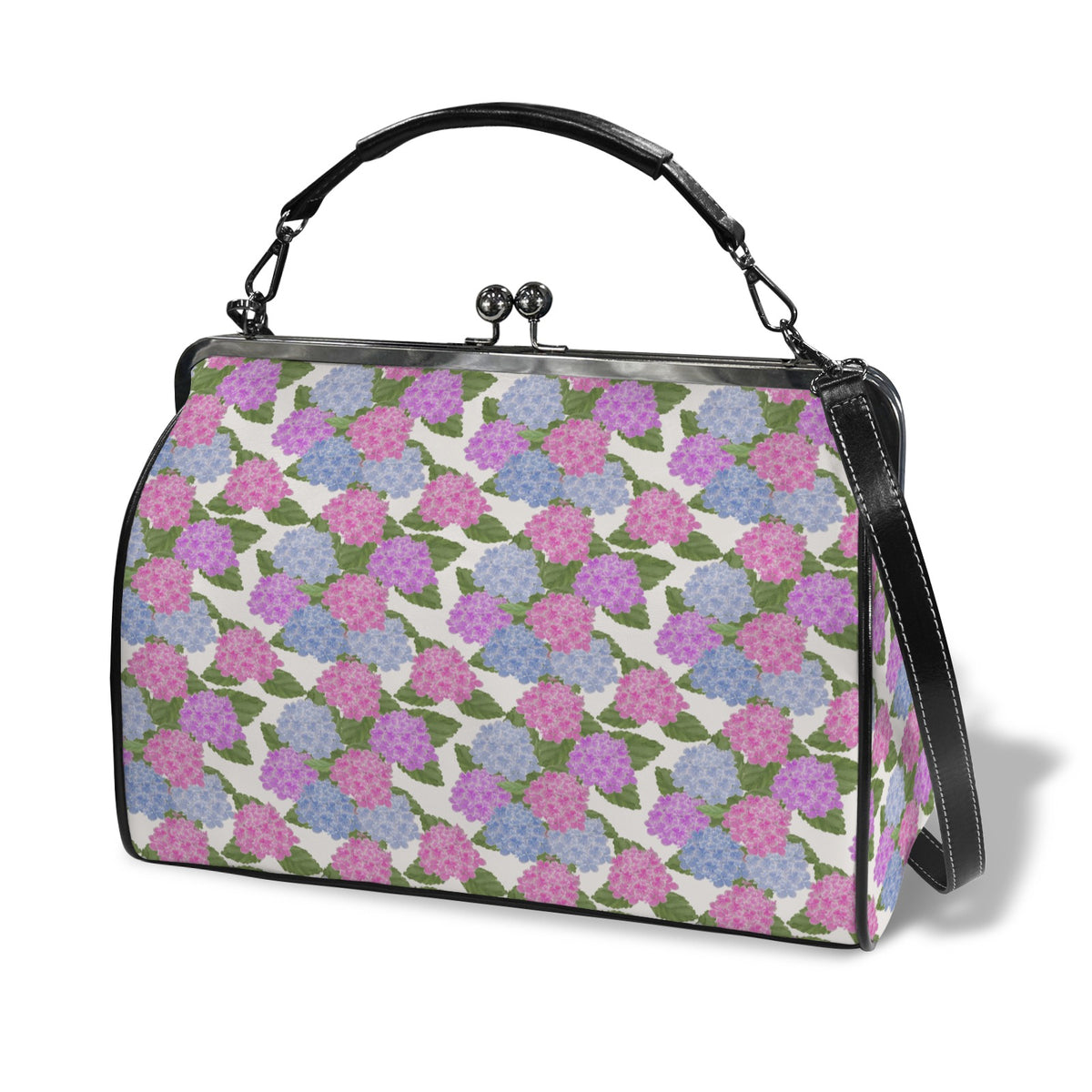 Hydrangea Kisslock Designer Handbag | Original Watercolor Art