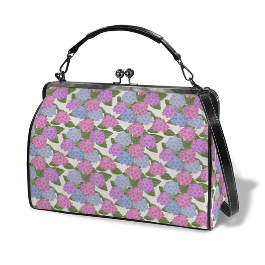 Hydrangea Kisslock Designer Handbag | Original Watercolor Art