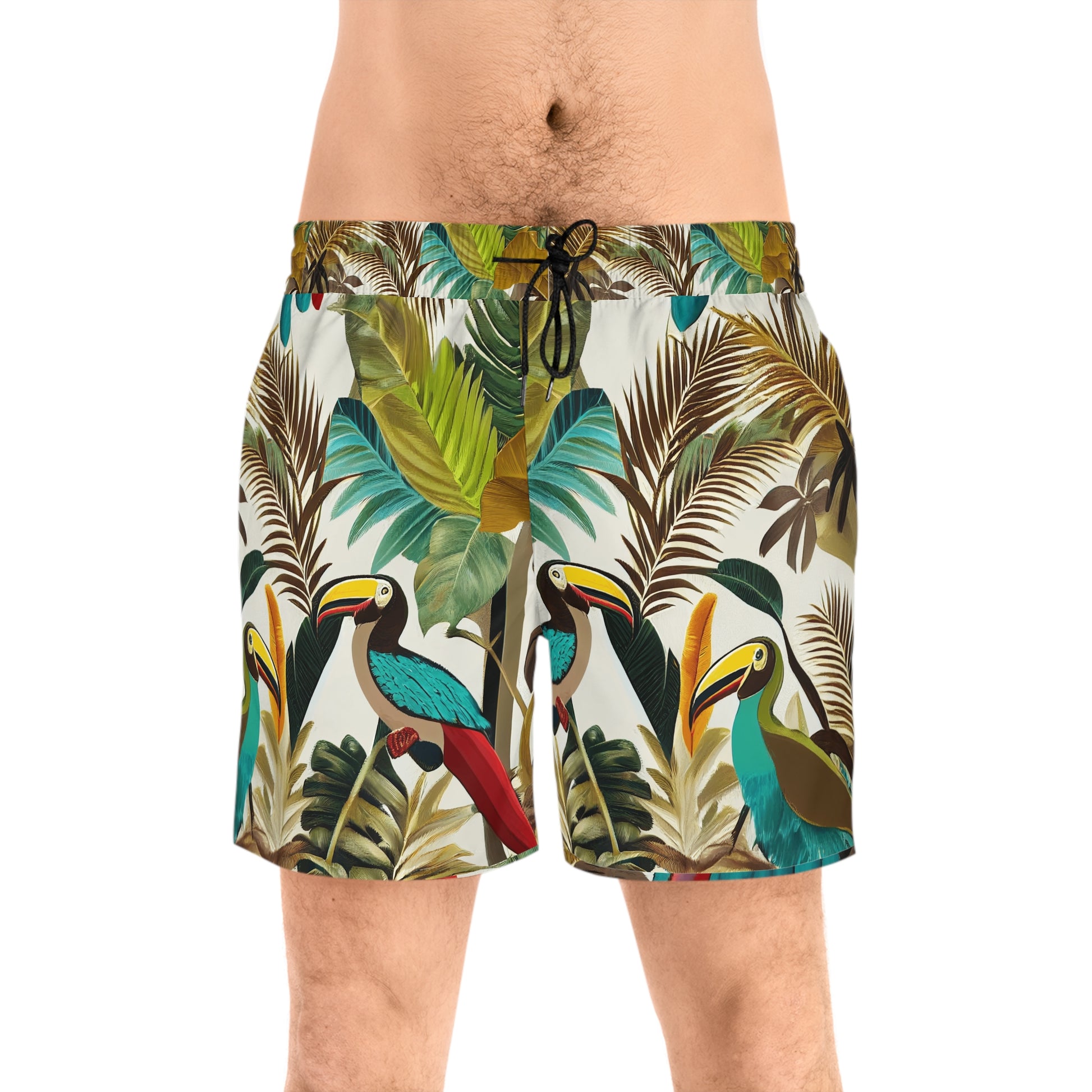 Miniaday Designs Men's Mid-Length Swim Shorts Tropical Toucan - Miniaday Designs, LLC.