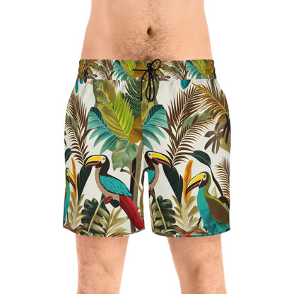 Miniaday Designs Men's Mid-Length Swim Shorts Tropical Toucan - Miniaday Designs, LLC.