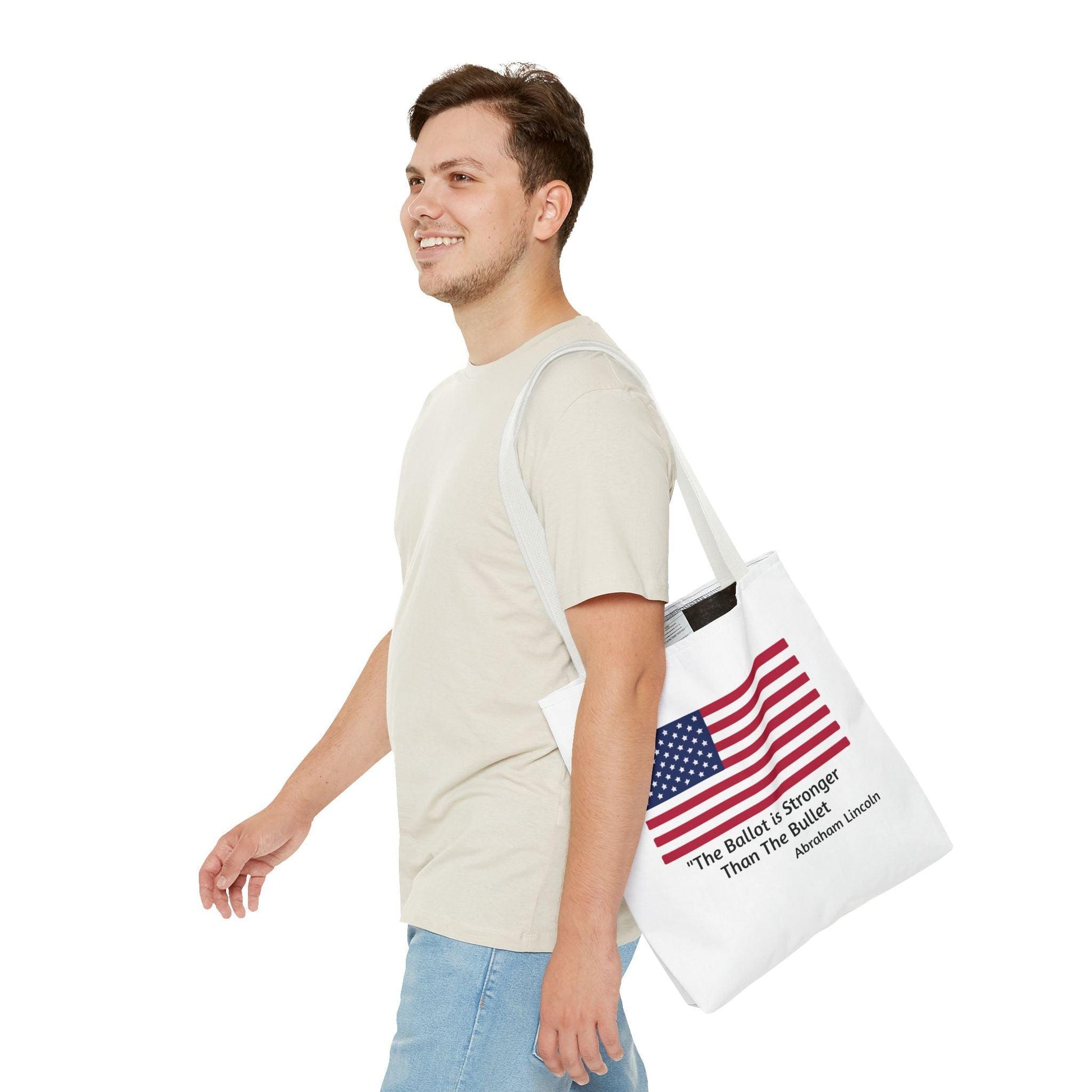 The Ballot is Stronger Than The Bullet Tote Bag (AOP) - Miniaday Designs, LLC.