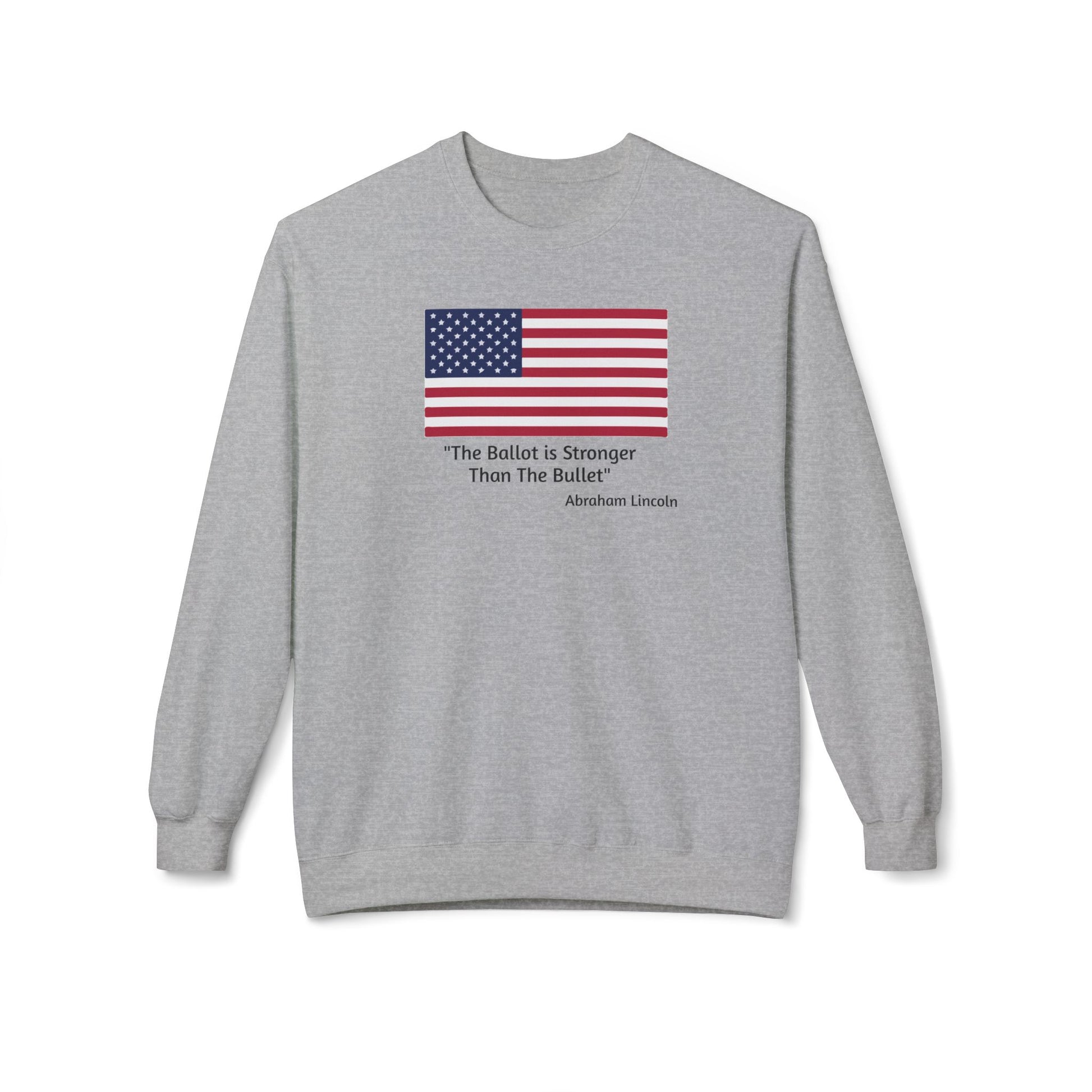 "The Ballot is Stronger Than The Bullet" Unisex Midweight Softstyle Fleece Crewneck Sweatshirt - Miniaday Designs, LLC.