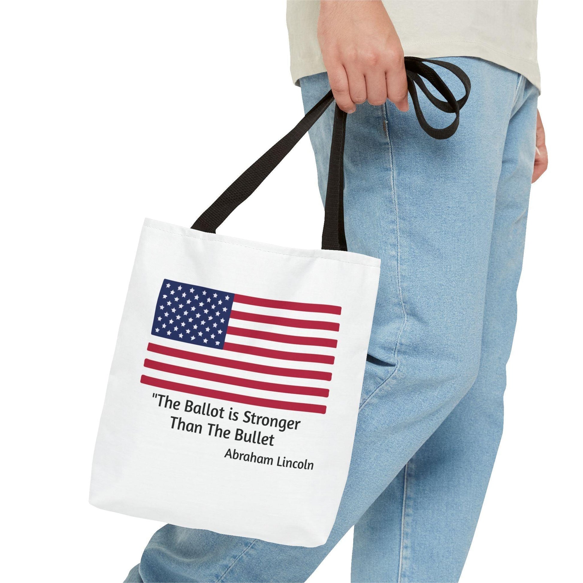 The Ballot is Stronger Than The Bullet Tote Bag (AOP) - Miniaday Designs, LLC.