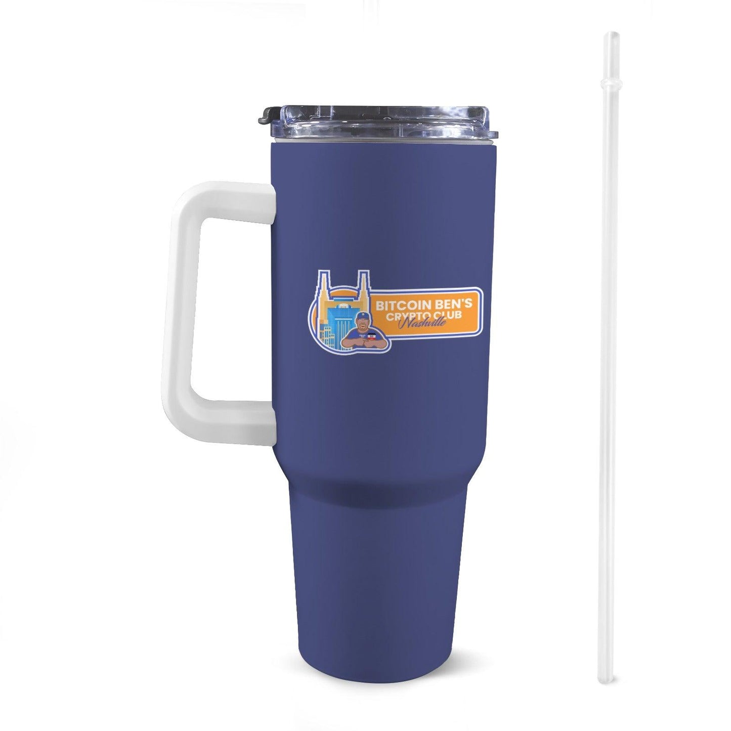 Bitcoin Ben Nashville Crypto Club 40 Oz Tumbler with Handle - Miniaday Designs, LLC.