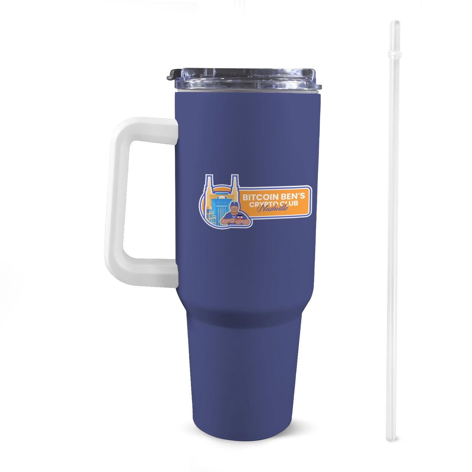 Bitcoin Ben Nashville Crypto Club 40 Oz Tumbler with Handle - Miniaday Designs, LLC.