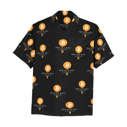 BBCC Private Key Bank Black Hawaiian Shirt Hawaiian Shirt with Chest Pocket