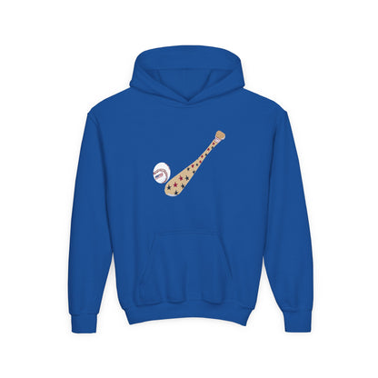 Patriotic Baseball and Bat Youth Heavy Blend Hooded Sweatshirt
