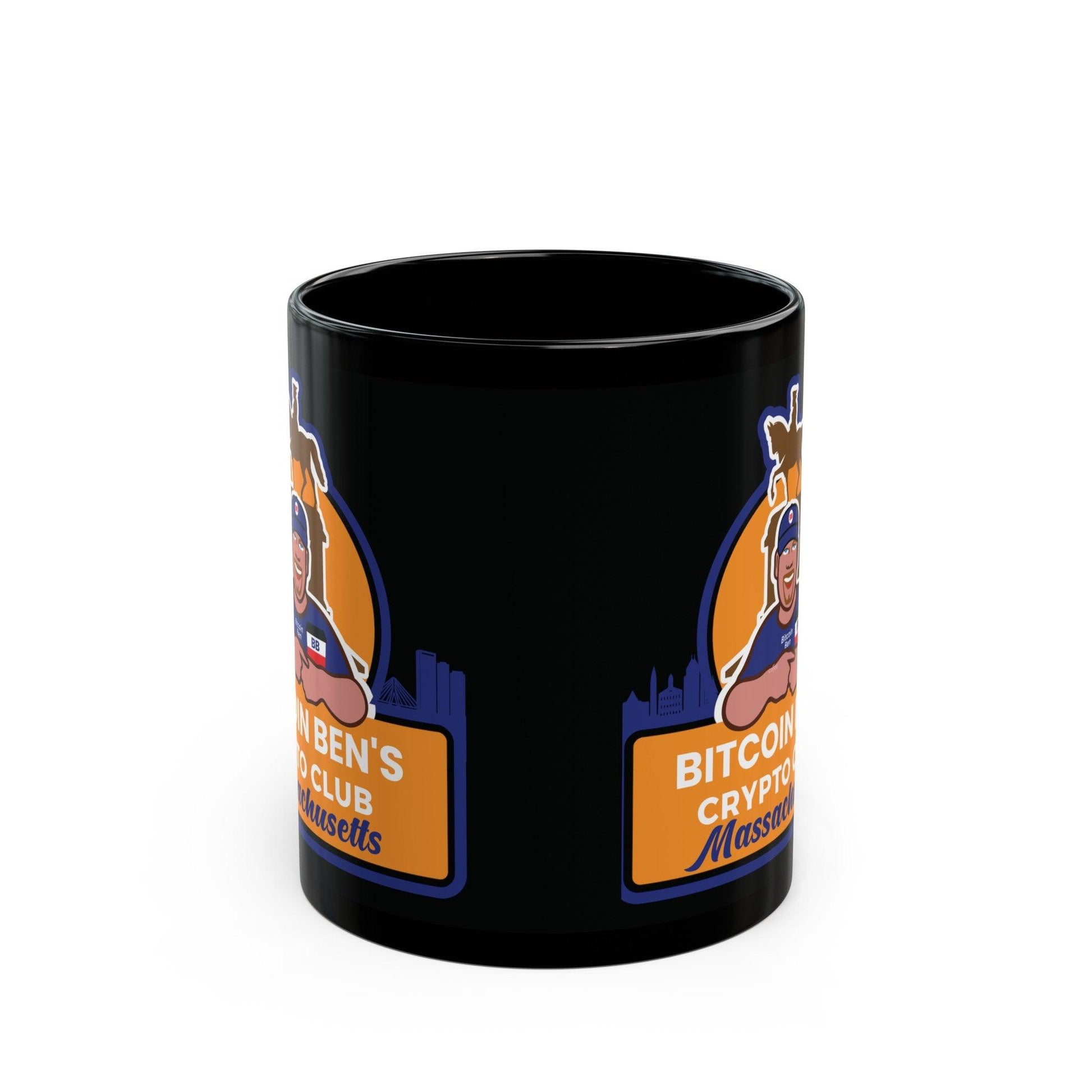 Bitcoin Ben Mass Crypto Vertical Logo Club Black Mug (11oz) - Miniaday Designs, LLC.
