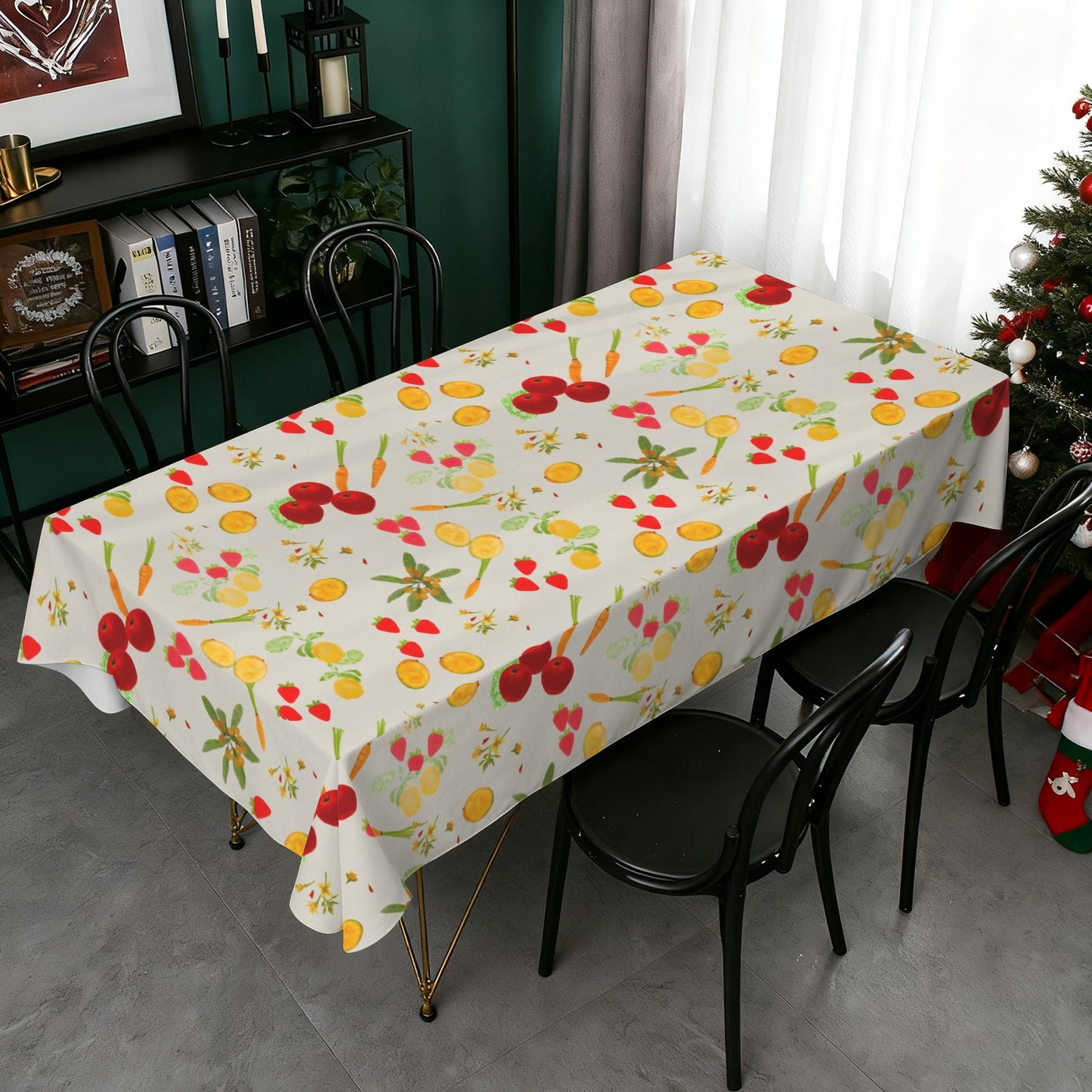 Sunflower & Farmstand Designer Tablecloth | 102x60 Watercolor Floral Table Linen | Farmhouse Kitchen Decor