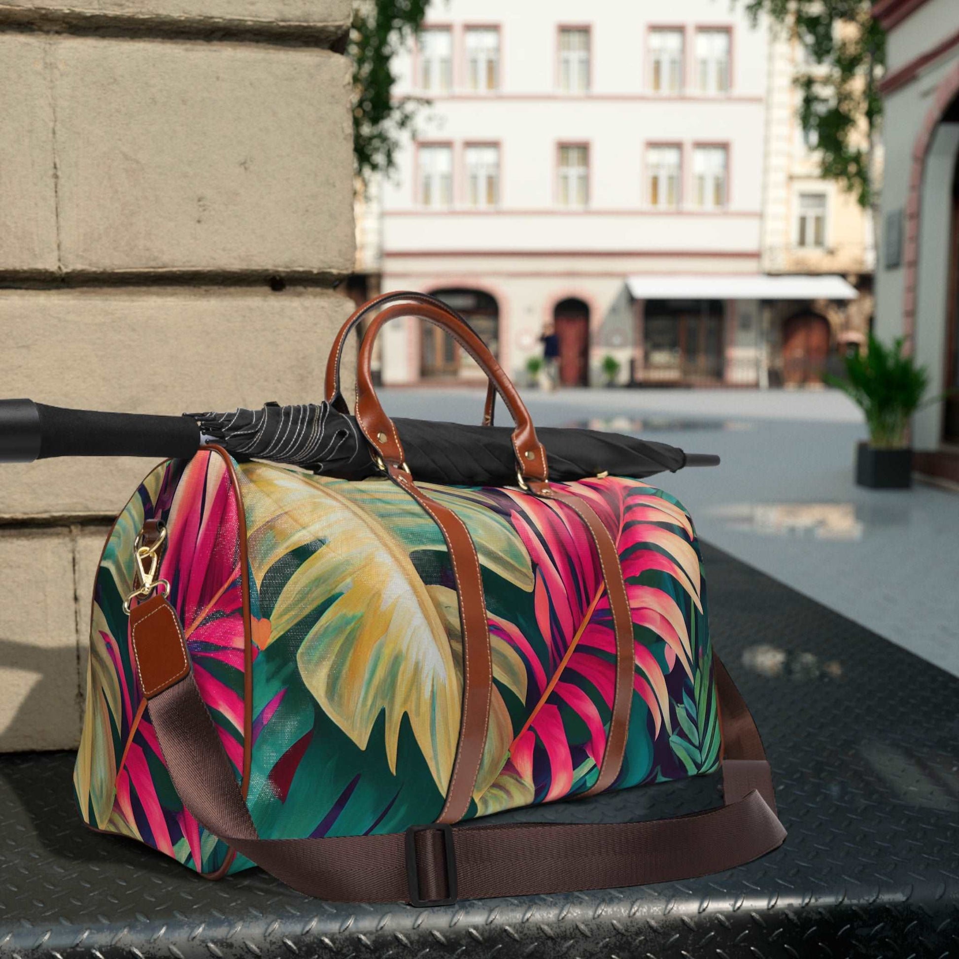 Enchanting Foliage: A Fusion of Realism and Exoticism in Brushwork by Miniaday Designs, LLC. Waterproof Travel Bag