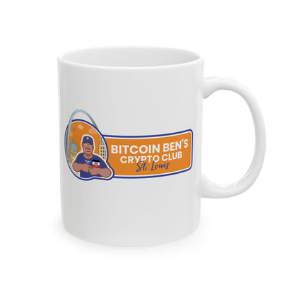 Bitcoin Ben St Louis Club White Ceramic Mug, (11oz, 15oz) - Miniaday Designs, LLC.