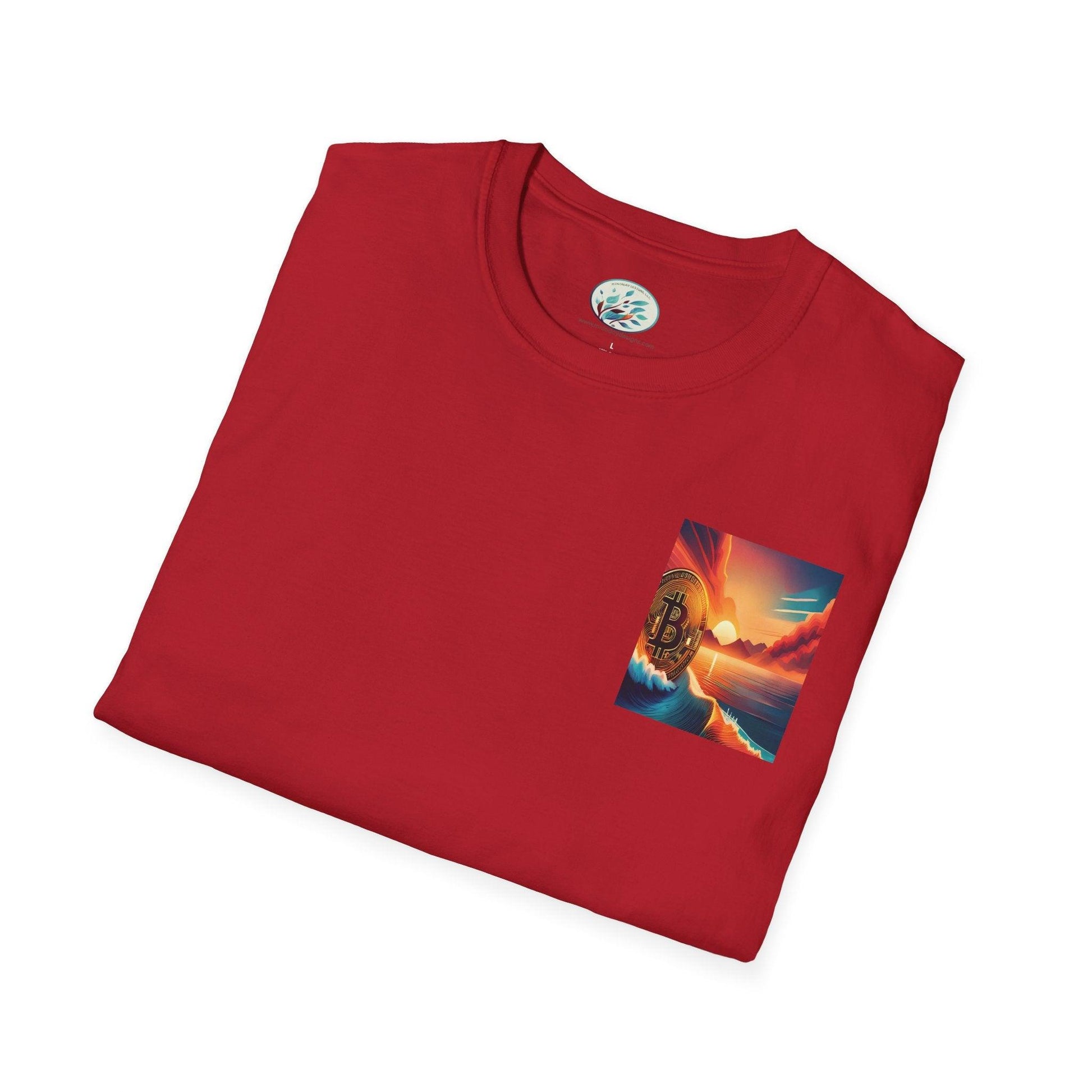 Ride the Wave Bitcoin Unisex Softstyle T-Shirt - Miniaday Designs, LLC.
