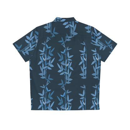 Miniaday Designs Camisa hawaiana para hombre de bambú azul oscuro