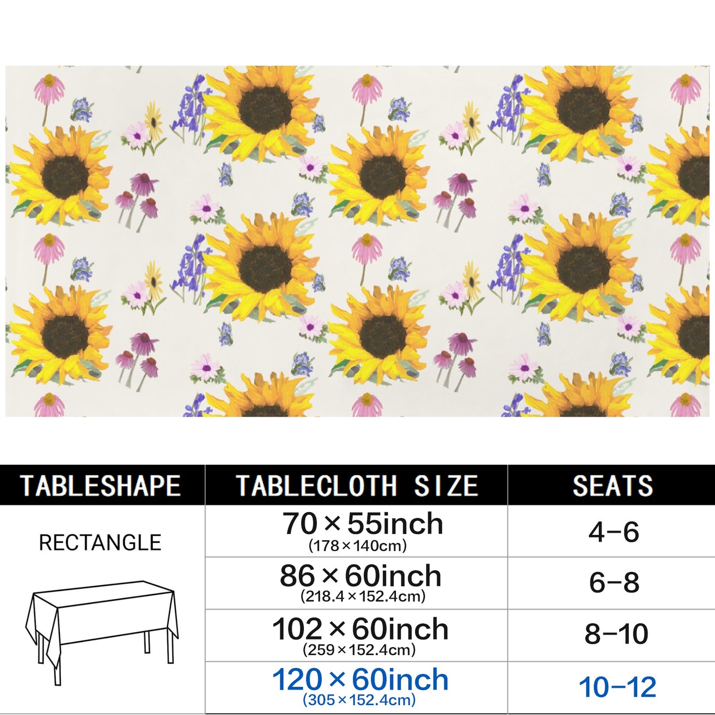 Sunflower Designer 120" x 60" Tablecloth