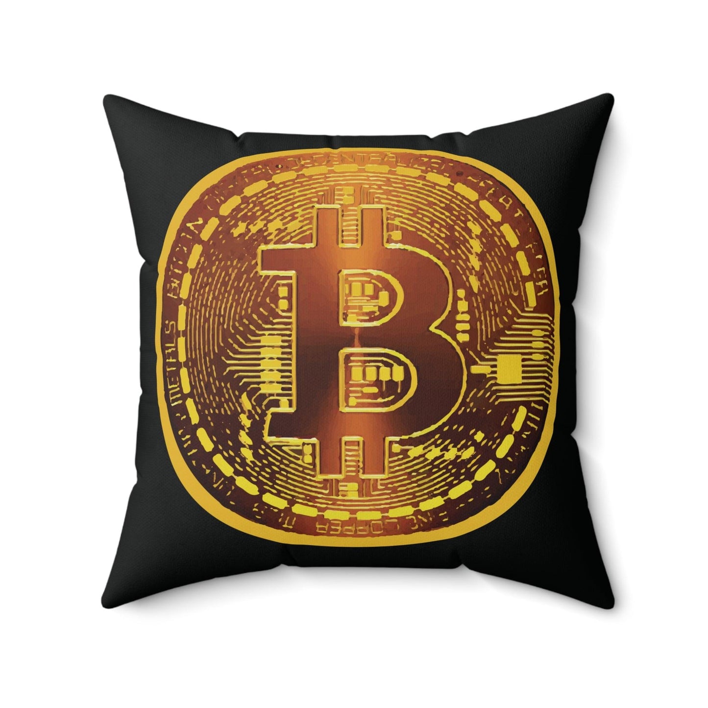 Bitcoin Spun Polyester Square Pillow - Miniaday Designs, LLC.