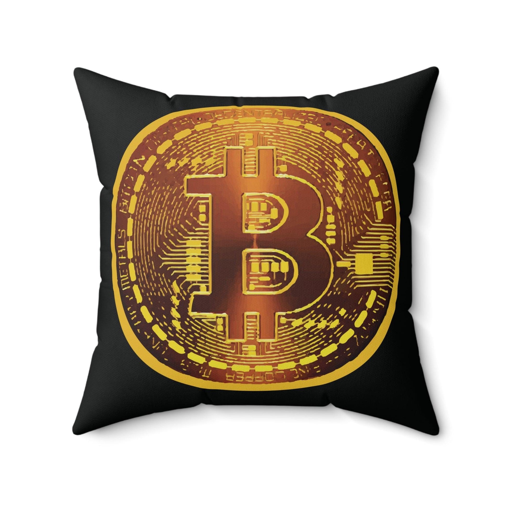 Bitcoin Spun Polyester Square Pillow - Miniaday Designs, LLC.