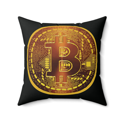 Bitcoin Spun Polyester Square Pillow - Miniaday Designs, LLC.