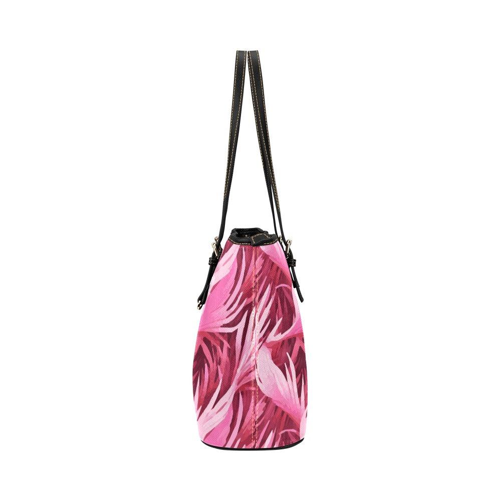 2000 swirl palm Leather Tote Bag/Small (Model 1651) - Miniaday Designs, LLC.