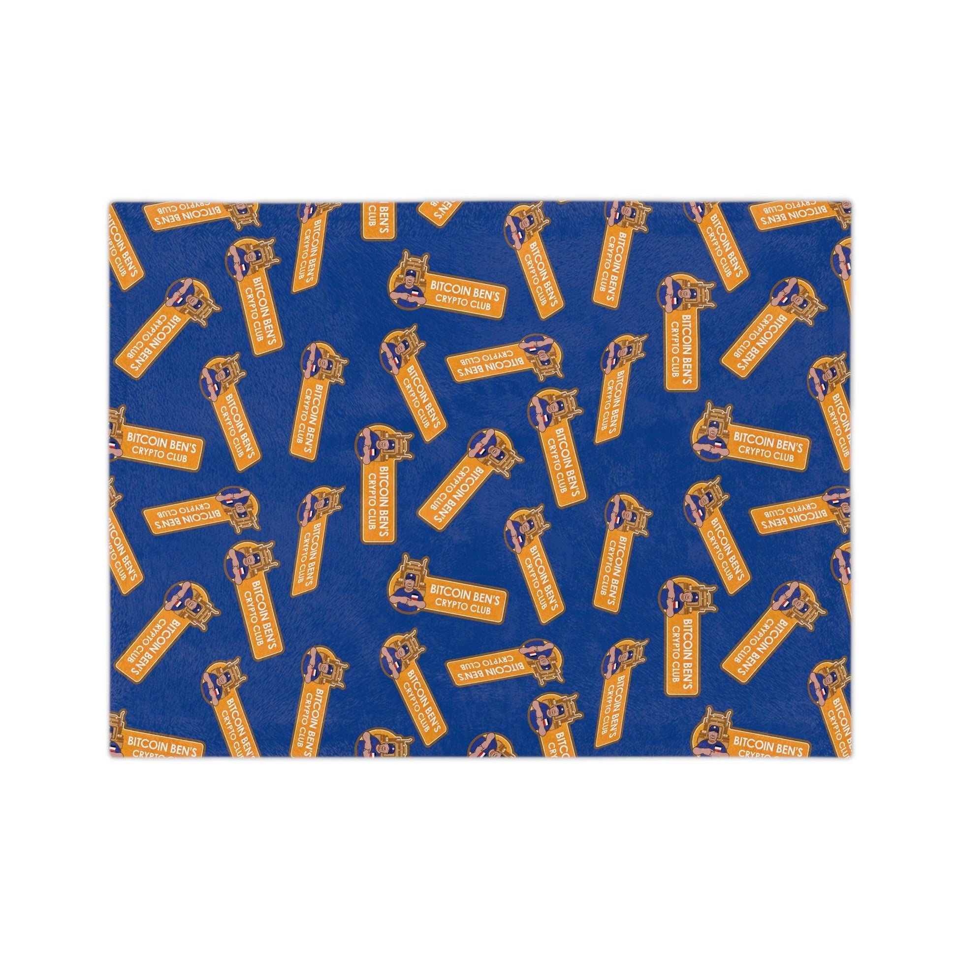 Miniaday Designs Bitcoin Ben Crypto Club Logo Velveteen Minky Blanket Blue - Miniaday Designs, LLC.