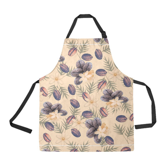 Coffee Beans and Leaves Apron All Over Print Apron