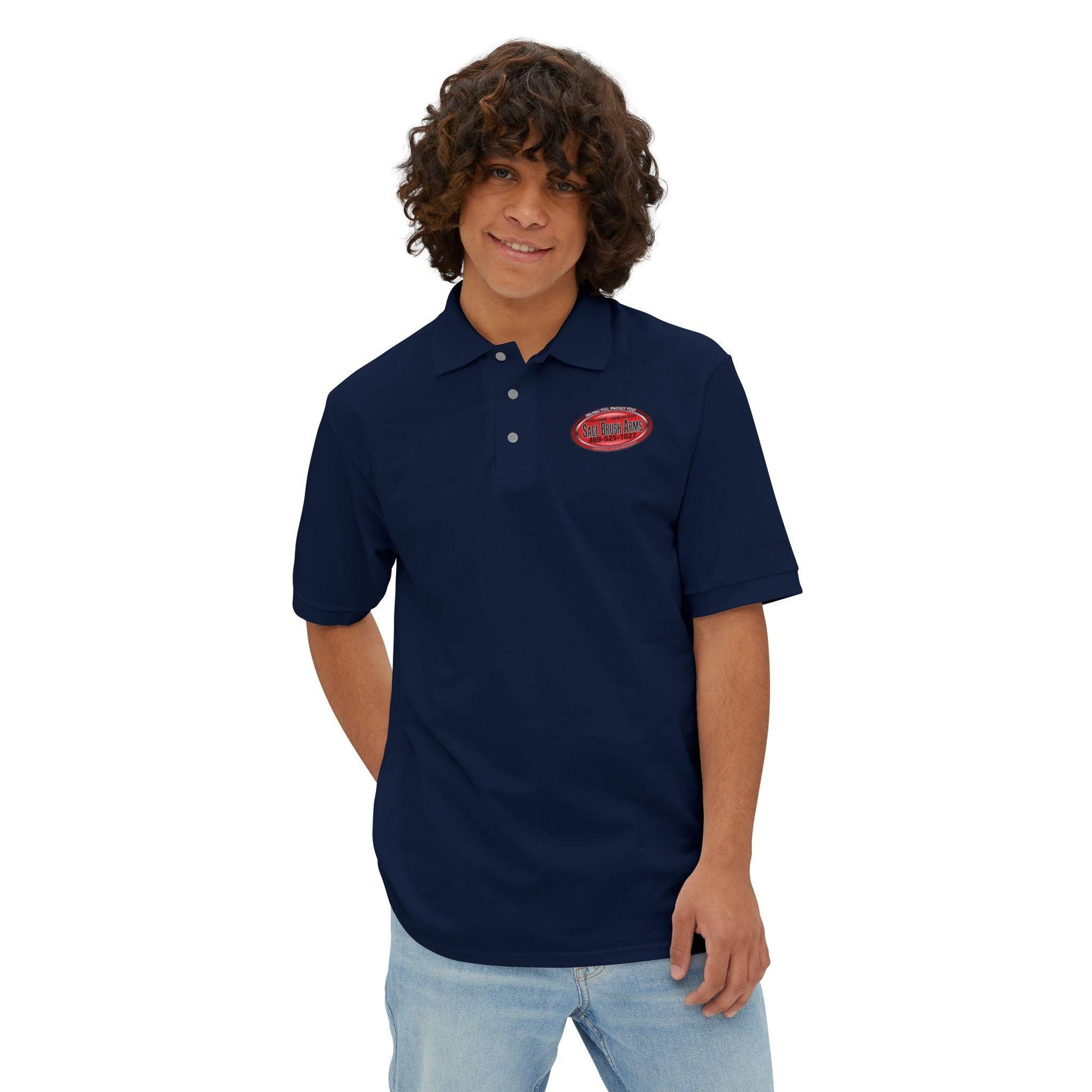 Sage Brush Arms Men's Piqué Polo - Miniaday Designs, LLC.
