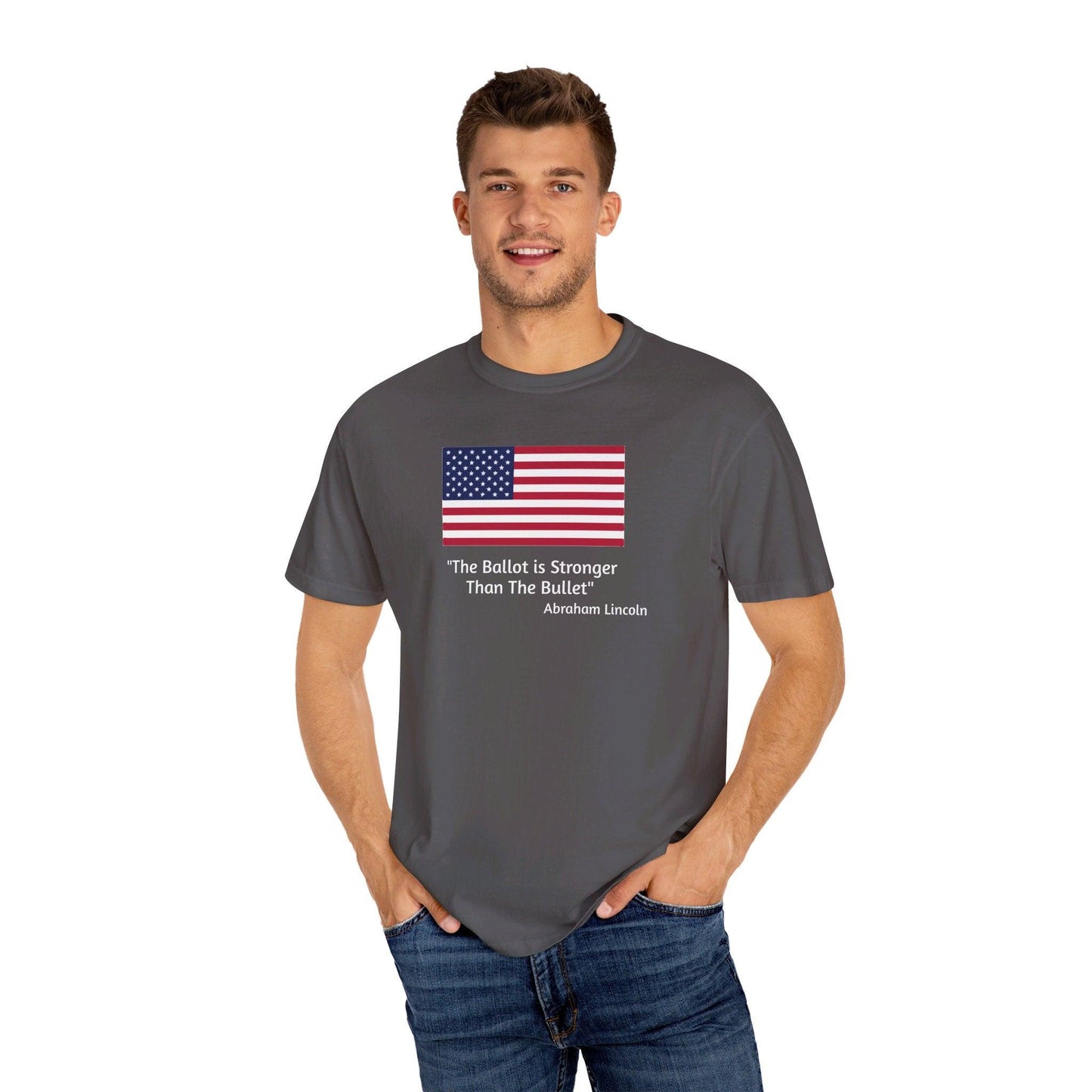 The Ballot is Stronger Than The Bullet Unisex Garment-Dyed T-shirt - Miniaday Designs, LLC.