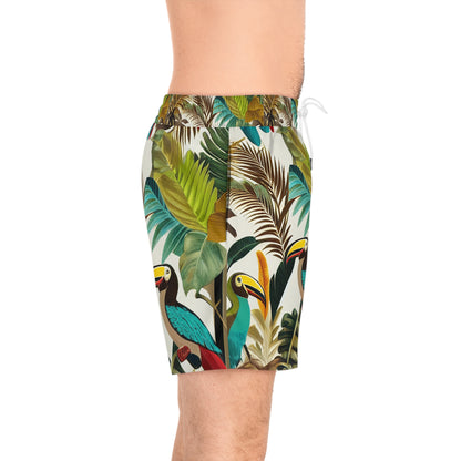 Miniaday Designs Men's Mid-Length Swim Shorts Tropical Toucan - Miniaday Designs, LLC.