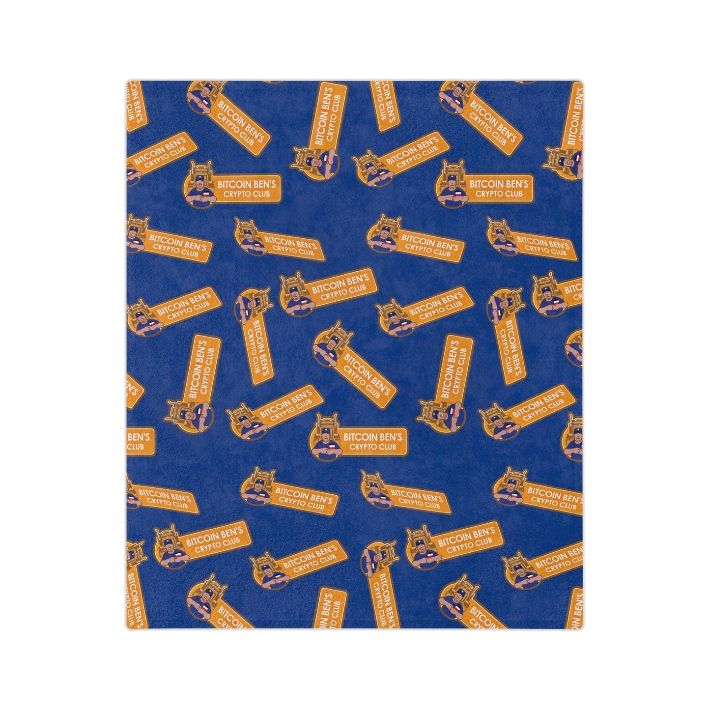Miniaday Designs Bitcoin Ben Crypto Club Logo Velveteen Minky Blanket Blue - Miniaday Designs, LLC.