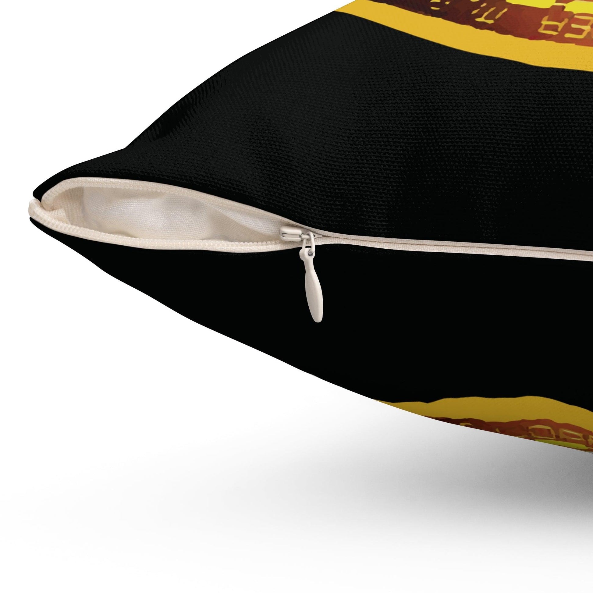 Bitcoin Spun Polyester Square Pillow - Miniaday Designs, LLC.