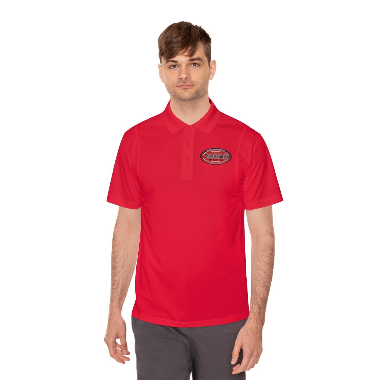 Sage Brush Arms Logo Men's Sport Polo Shirt - Miniaday Designs, LLC.