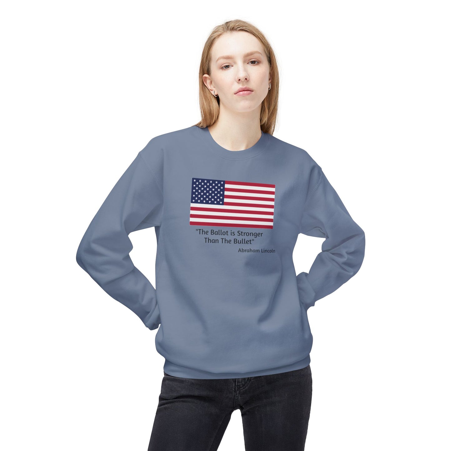 "The Ballot is Stronger Than The Bullet" Unisex Midweight Softstyle Fleece Crewneck Sweatshirt