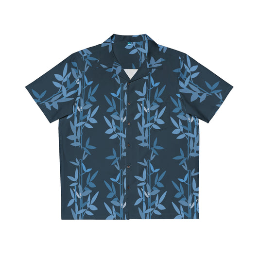 Miniaday Designs Camisa hawaiana para hombre de bambú azul oscuro