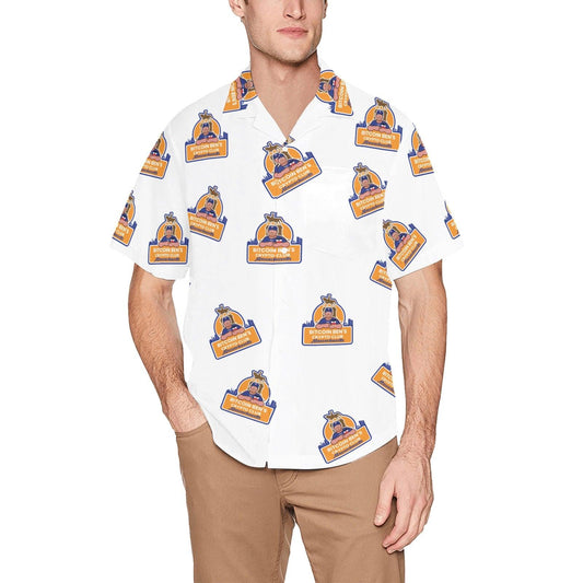 Bitcoin Ben Mass Crypto Club Hawaiian Shirts White, Blue and Black - Miniaday Designs, LLC.