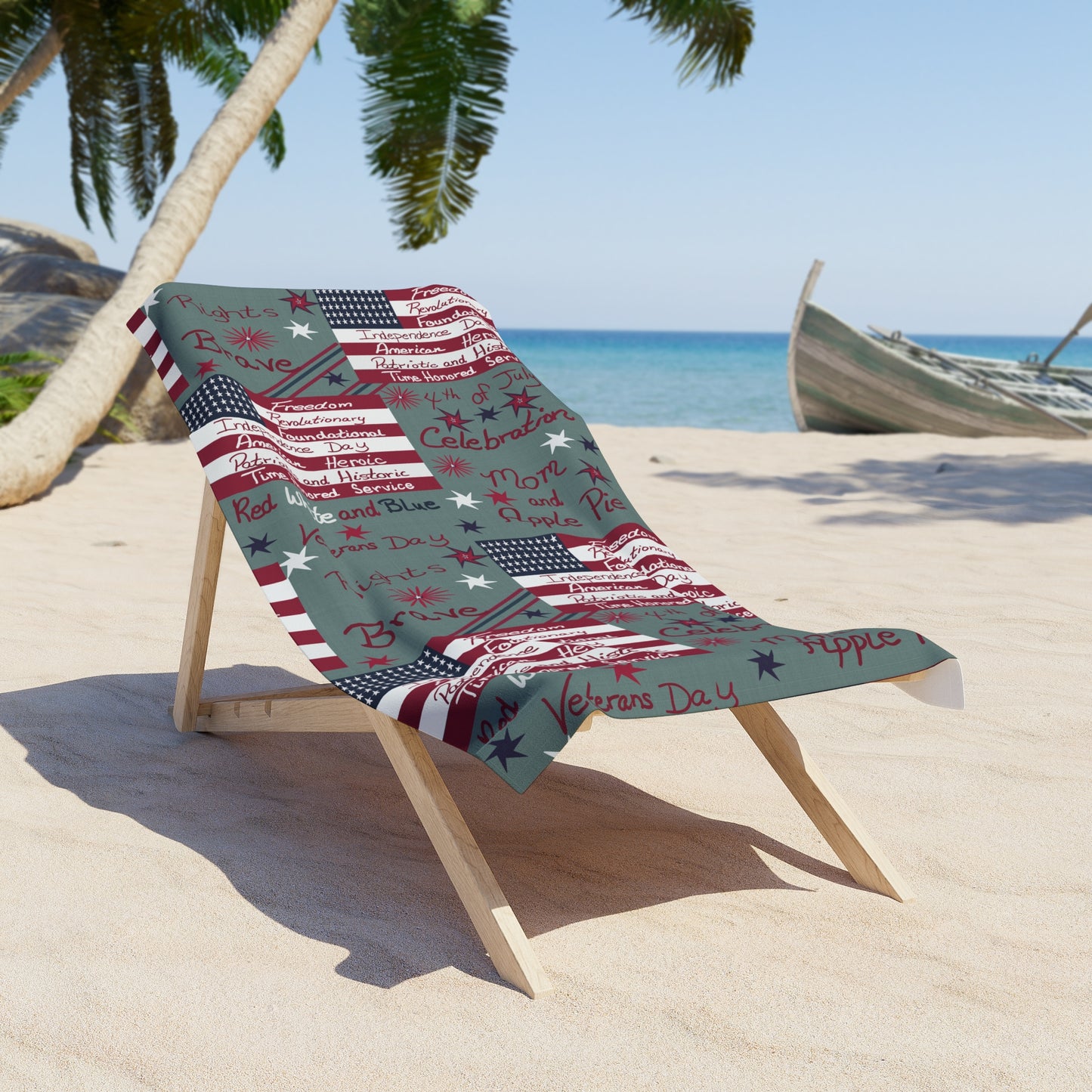 Patriotic Flag and Meanings Beach Towel