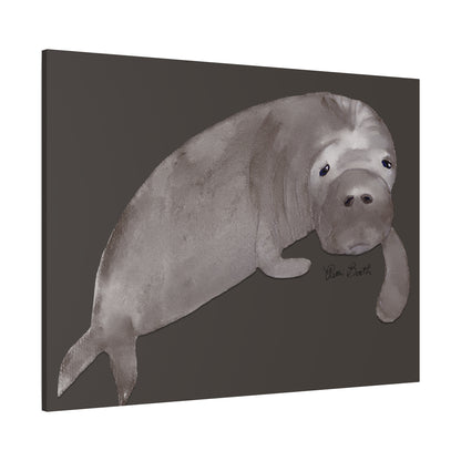 Sweet Hand Painted Manatee Signed Matte Canvas, Stretched, 1.25"