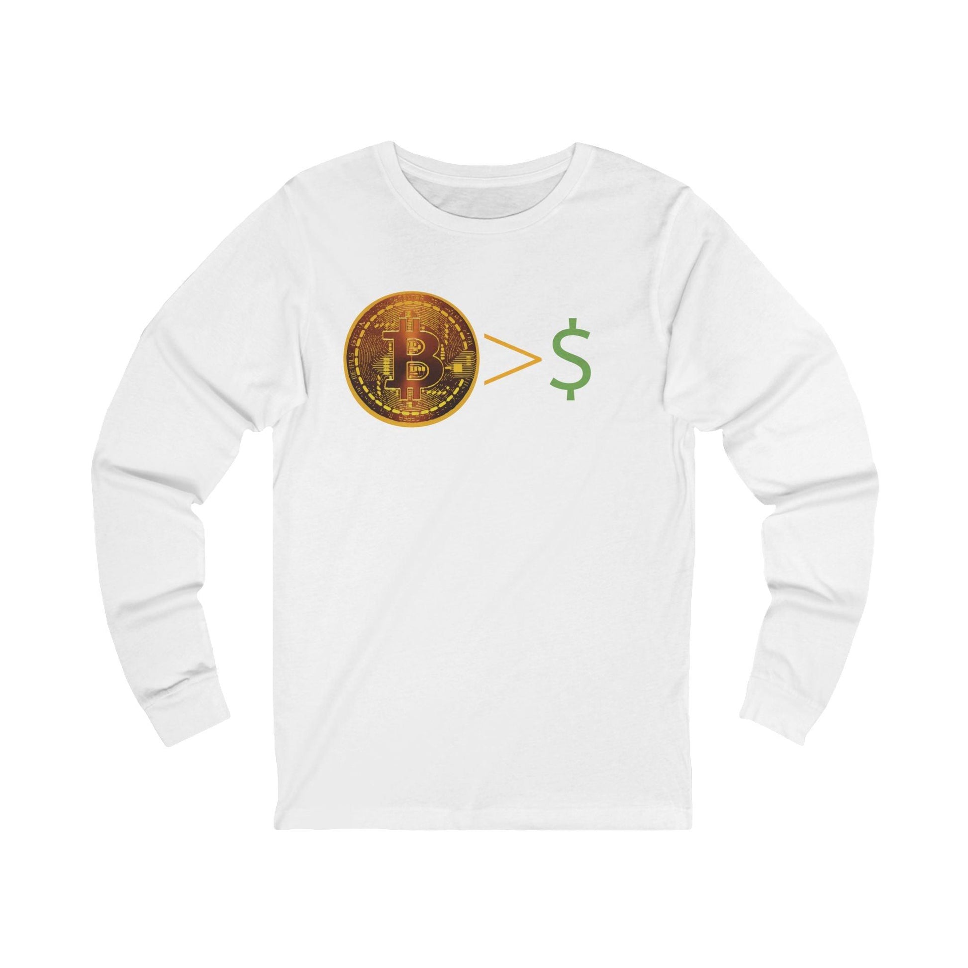 Bitcoin > $ Unisex Jersey Long Sleeve Tee - Miniaday Designs, LLC.