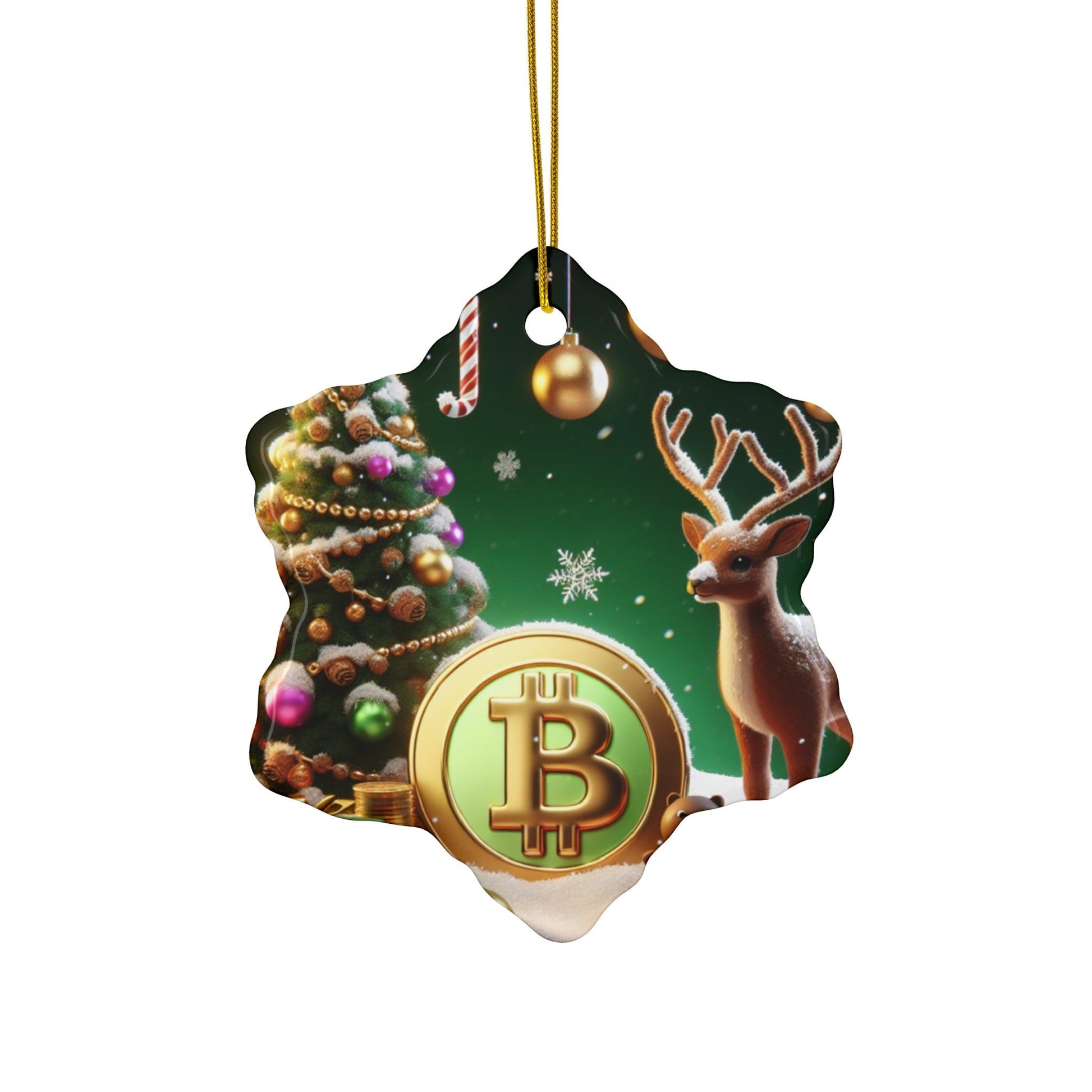 Reindeer, Bitcoin Christmas Ceramic Ornament, 4 Shapes - Miniaday Designs, LLC.