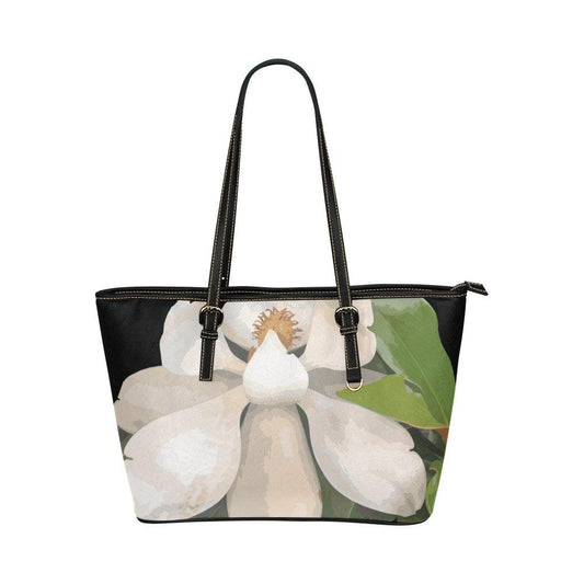 Magnolia Purse Leather Tote Bag/Small (Model 1651) - Miniaday Designs, LLC.